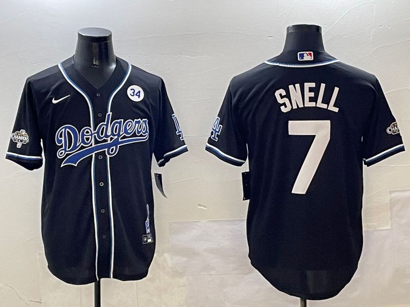 Men Los Angeles Dodgers #7 Snell Black Fashion Game 2025 Nike MLB Jersey style 3063->los angeles dodgers->MLB Jersey